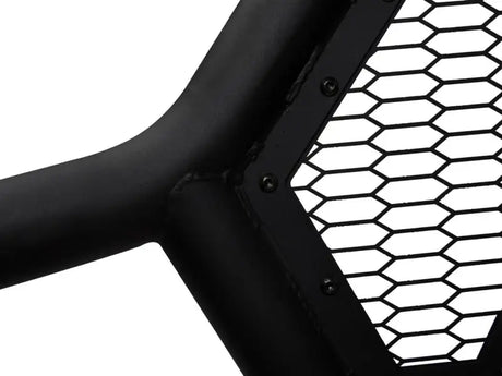 Black metal grille structure on Truck Bed Bar 3 Inch Tubular Bar with third brake light