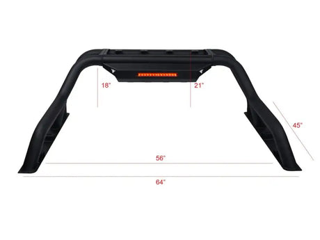 Black truck bed bar with 3 inch tubular design and third brake light mount
