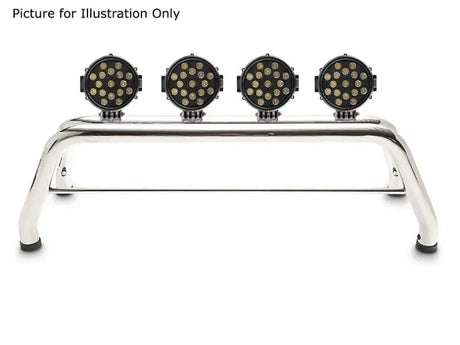 Truck Bed Bar 4 Inch Diameter Tube Style; With 1 Set of 7 Inch Round Black Trim LED Lights; With Built-In Third Brake Light; Polished; Stainless Steel; Compatible With Tonneau Cover - Keystone