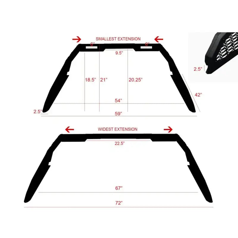 Truck Bed Bar Modular Style; Pre-Drilled Auxiliary Light Mounts; Powder Coated; Black; Steel - & Automotive