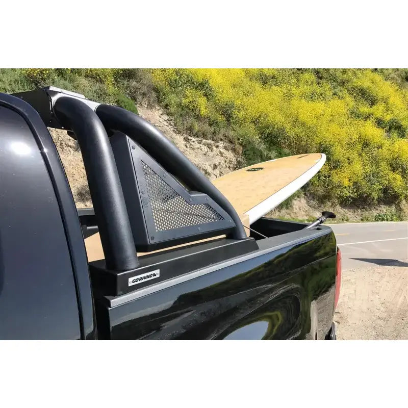 Truck Bed Bar Tubular Style; Mounts Five 6 Inch Round Or 3 Cube Lights; Black Textured Powder Coated Steel; With Side