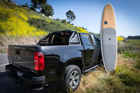 Truck Bed Bar Tubular Style; Mounts Five 6 Inch Round Or 3 Cube Lights; Black Textured Powder Coated Steel; With Side