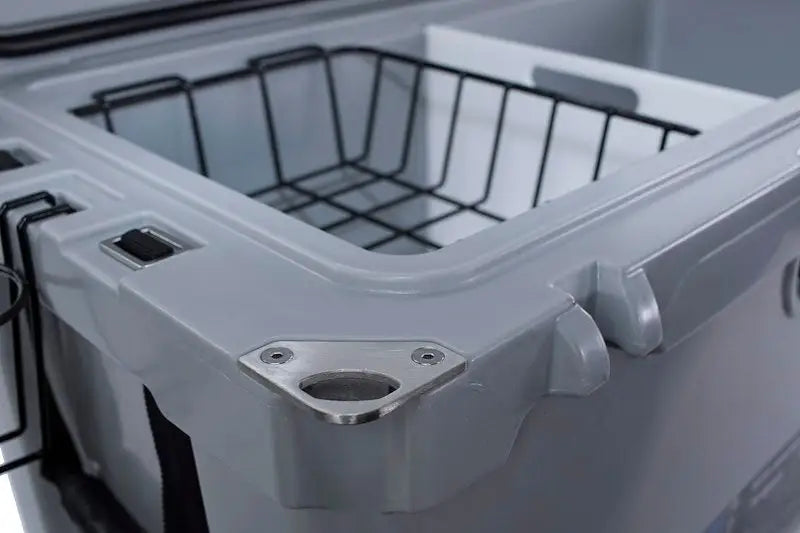 Open gray Truck Gear COOLER75 with internal wire basket for outdoor adventures