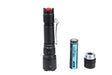 Black Truck Gear Hi-Pwr Flash Light with red button, pocket clip, battery, and spare part