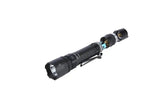 Black truck gear flash light with exposed battery compartment for ultimate visibility