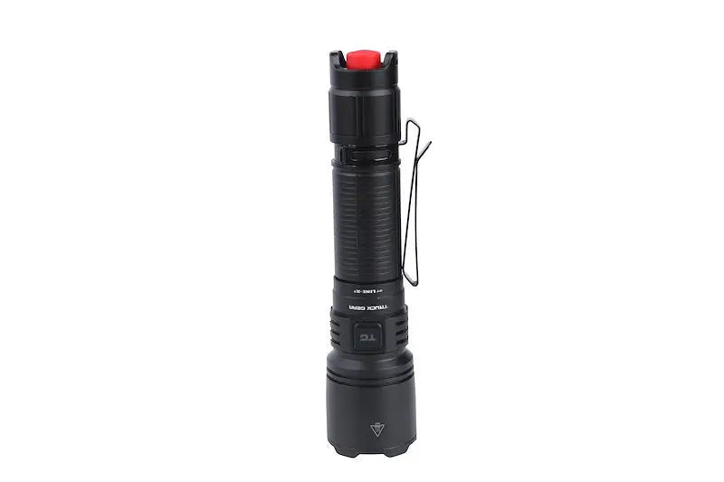 Black truck gear hi-pwr flash light with red button and pocket clip for ultimate visibility