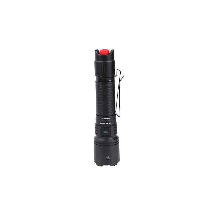 Black truck gear hi-pwr flash light with red button and pocket clip for ultimate visibility