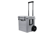 Gray cooler with wheels and extendable handle for Truck Gear TWCOOLER45 45Qt Towable Cooler