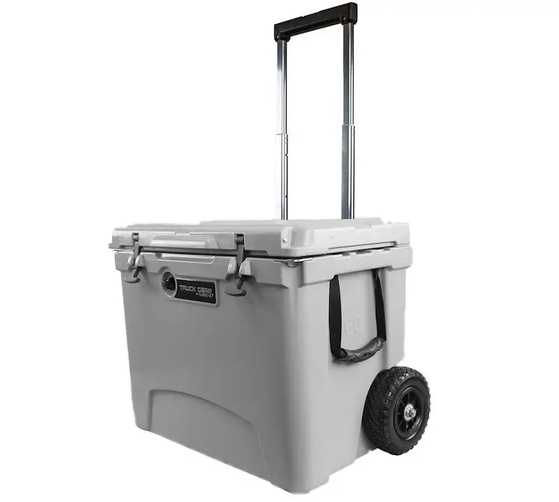 Gray truck gear TWCOOLER60 60Qt towable cooler with extendable handle for outdoor fun