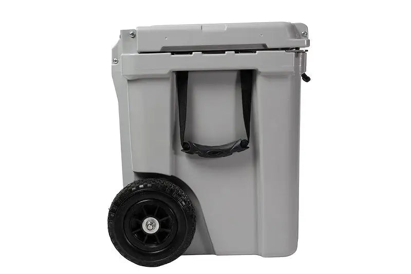 Gray truck gear TWCOOLER60 60Qt towable cooler with wheels and black handle