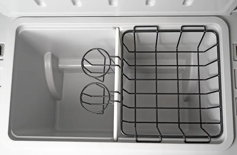 Truck gear TWCOOLER60 60Qt towable cooler with dual compartments, wire basket, and cup holders