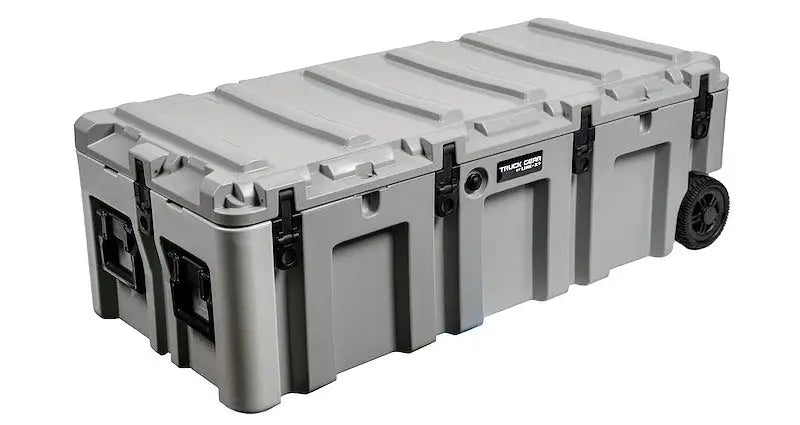 Gray heavy-duty storage case with latches, perfect for Truck Gear TWSTRCS175 TGR expedition gear