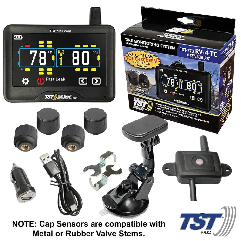 Truck SYSTMS Batteries Are User Replaceable Tire Pressure Monitoring System - TPMS TST-770-RV-4-TC - 770 Series RV Cap…