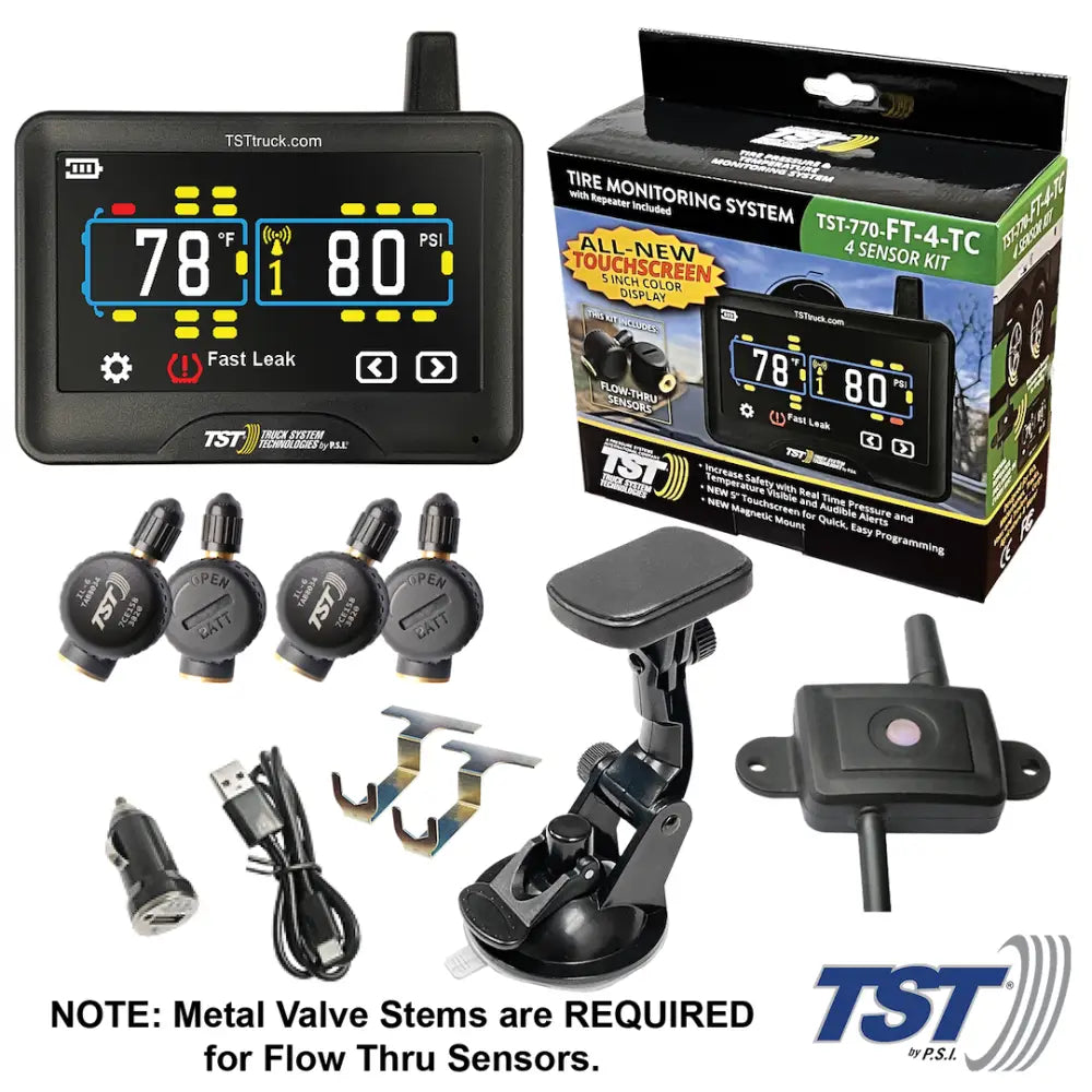 Truck SYSTMS Batteries Are User Replaceable Tire Pressure Monitoring System - TPMS TST-770-FT-4-TC - 770 Series Flow Th…
