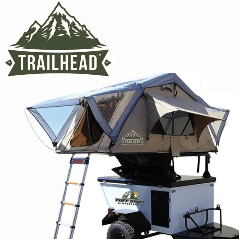 Rooftop camping tent on trailer from Body Armor Trailhead Armor Roof for 2 persons