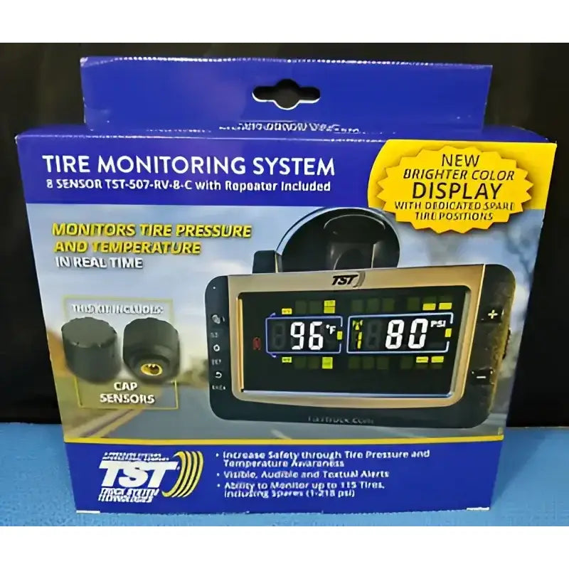 TST-507-RV-8-C Truck Systems 507 TPMS with 8 Cap Sensors and Replaceable Batteries, real-time tire pressure and temperature monitoring for trucks, RV, automotive, powersports, off-road, marine, exterior, truck accessories, interior, truck bed, RV parts, AVADA - Best Sellers