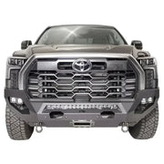 TT22-X5451-1 Fab Fours Matrix Bumper installed on Toyota vehicle, showcasing durable construction and sleek design for superior protection.