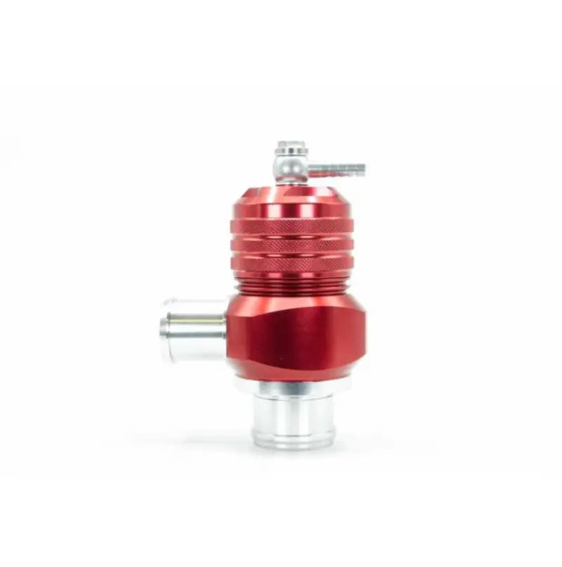 Red and silver Turbo XS recirculating bypass valve for Subaru WRX 15-21
