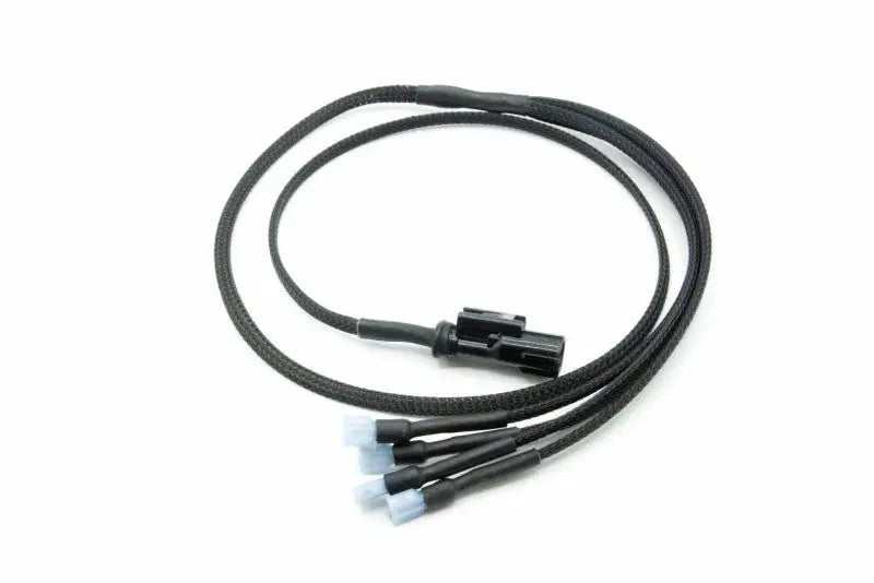 Black braided wire harness with connectors for Hella horn wiring in Subaru WRX STI