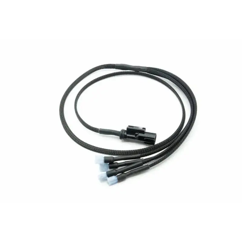 Black braided wire harness with connectors for Hella horn wiring in Subaru WRX STI