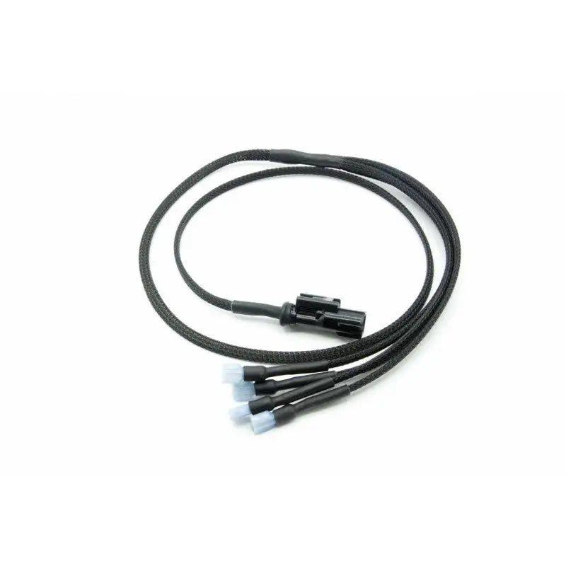 Black wire harness with connector and four leads for Hella horn wiring in Subaru WRX STI