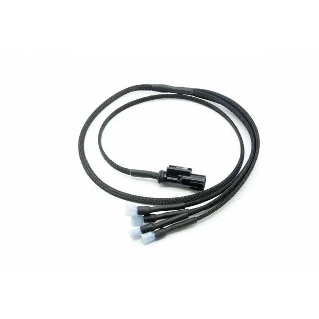 Black wire harness with connector and four leads for Hella horn wiring in Subaru WRX STI