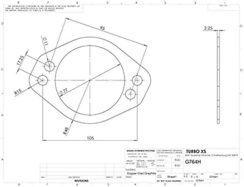 Turbo XS 4 Hole 3in Gasket 105mm Center-to-Center (Fits WS-MP-V2 / WS02-RMA / WS02-RMA-TI) - G764H