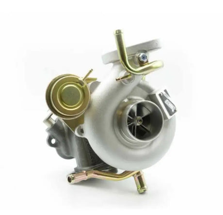 Silver turbocharger with gold accents for Turbo XS Subaru WRX LGT WRX LGT 20G