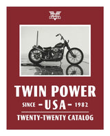 Motorcycle catalog cover featuring Twin Power Stabilizer Link Chrome for Dyna models