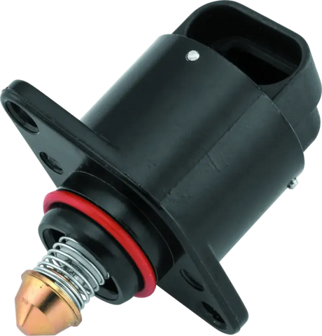 Black idle air control motor with spring for Twin Power bikes, replaces H-D 27568-06