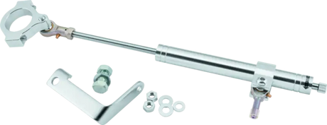 Silver-colored gas strut with mounting hardware for Twin Power FXD Satin Steering Damper Kit