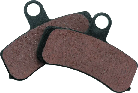 Two brown organic brake pads for Twin Power Softails and Dyna models