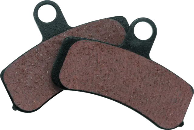 Two brown organic brake pads for Twin Power Softails and Dyna models