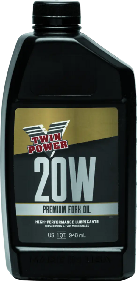 Black bottle of Twin Power 10W fork oil for smooth suspension rides