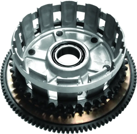 Silver metal clutch basket with gear for Twin Power 14 Up Touring floating rotor lug mount type