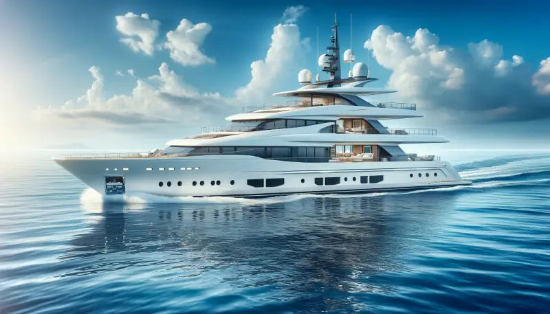 Luxurious white multi-deck yacht with Twin Power stainless steel hose AN-3