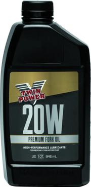 Black bottle of Twin Power 20W fork oil for smooth suspension rides