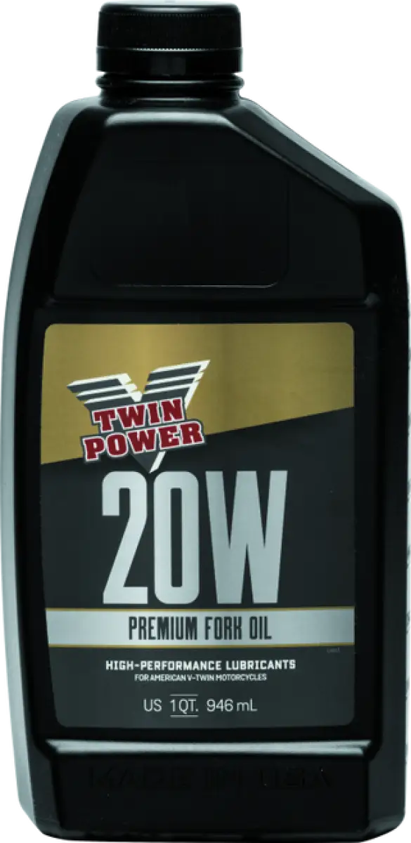 Black bottle of Twin Power 20W fork oil for smooth suspension rides