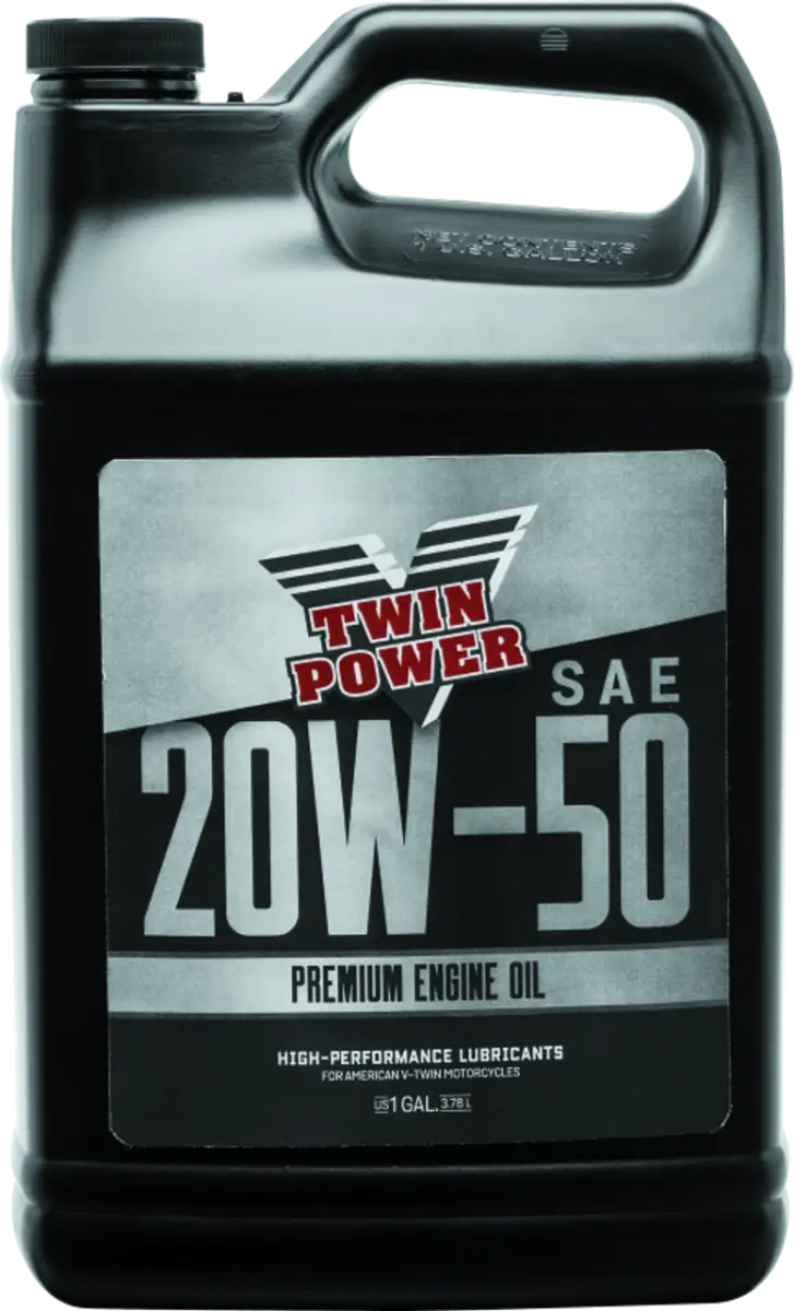 Twin Power 20W50 premium engine oil gallon for smooth engine performance