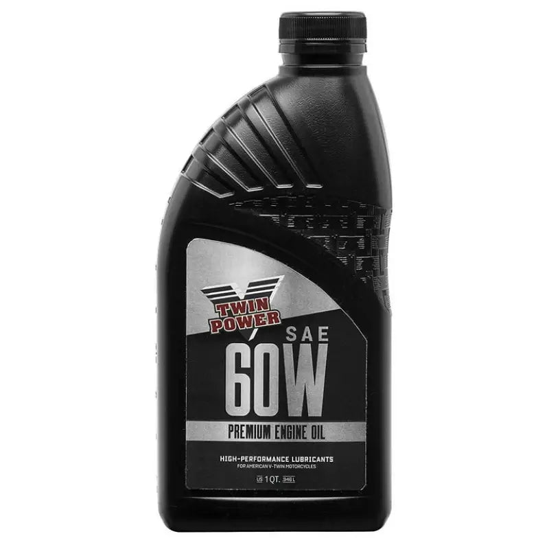 Black bottle of Twin Power 60WT Premium Oil Quart 539002 for best engine performance