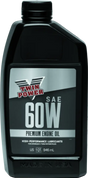 Black bottle of Twin Power 60Wt Premium Oil Quart for smooth engine performance