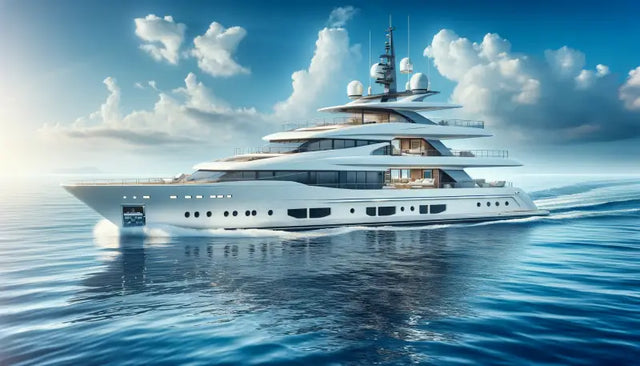 Luxurious white multi-deck yacht for Twin Power base gasket installation or repair