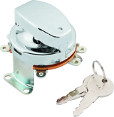Chrome ignition switch with keys for FLH Late Fat Bob motorcycle replacement product