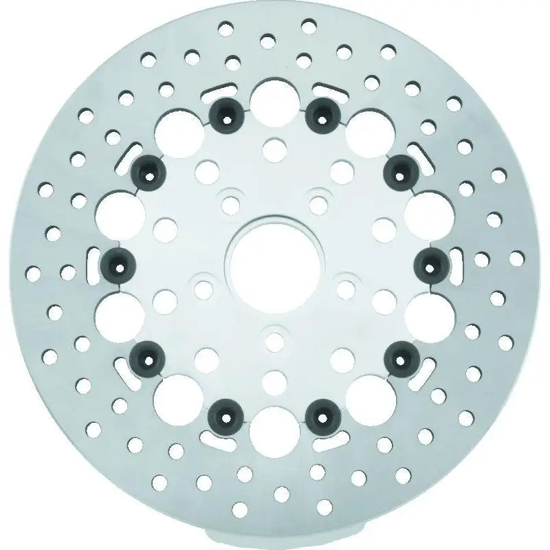 TwinPower 666841 Twin Power 84-17 Big Twin Exc 08-17 FLH FLTRear 11.5 Floating Rotor Silver Holes - 666841