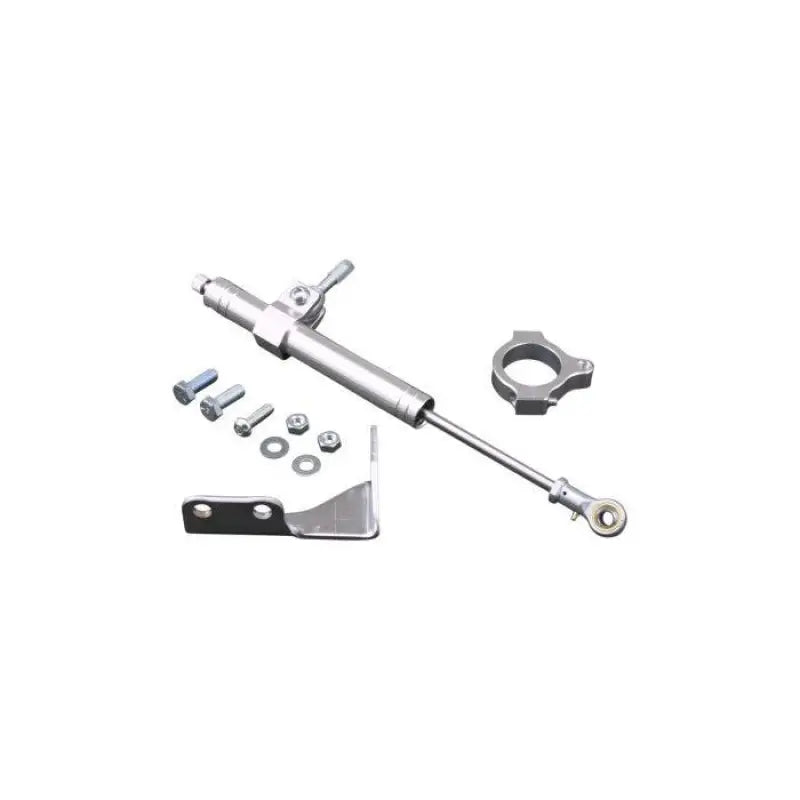 Silver motorcycle steering damper kit for Twin Power 88-03 XL Satin Damper Kit