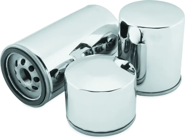 Shiny chrome oil filter for Twin Power Twin Cam Harley with backflow valve