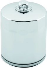 Chrome oil filter with backflow valve for Twin Cam and M8 Harley Davidson bikes