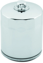 Shiny chrome oil filter with backflow valve for Twin Cam and M8 Harley engines