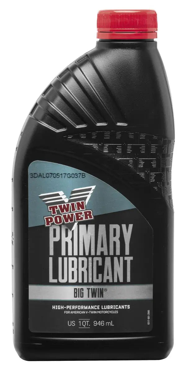 Black bottle of Twin Power Primary Lube Quart with Twin Power Primary branding