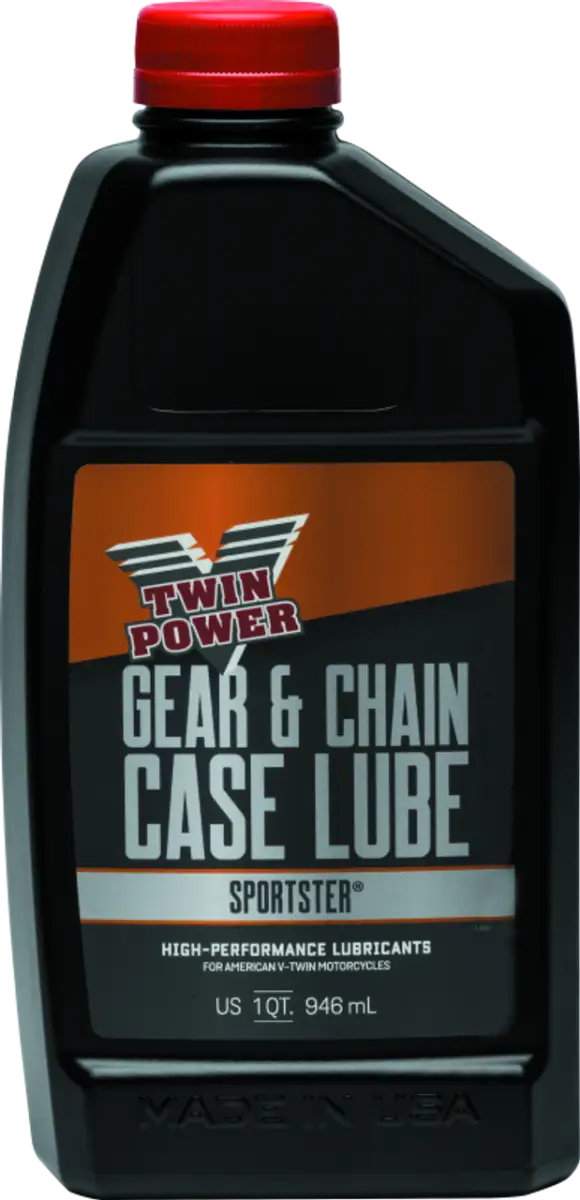 Black Twin Power Sportster Transmission Lube Quart bottle with gear and chain case lube